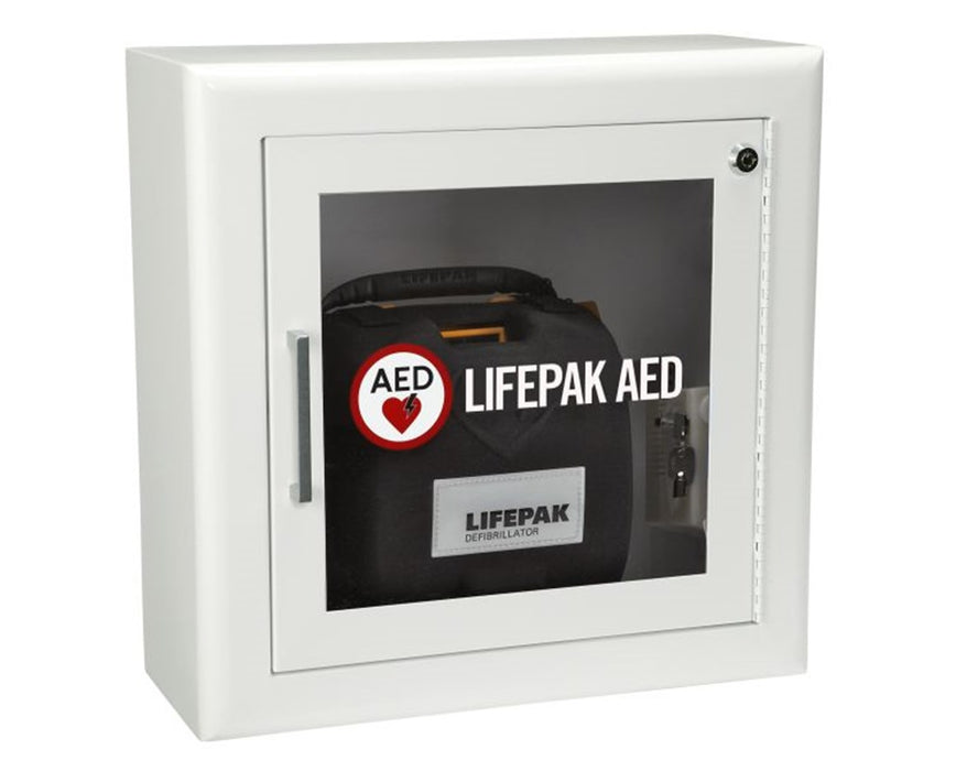 AED Surface-Mount Cabinet with Alarm, Semi-Recessed, Stainless Steel