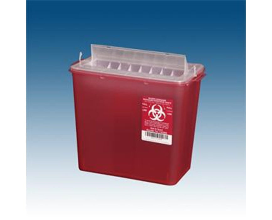 Horizontal Entry Biohazard Sharps Disposal Containers, 8 qt. Red Container - 20/cs