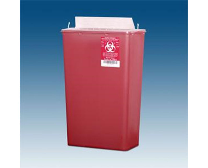 Horizontal Entry Biohazard Sharps Disposal Containers, 14 qt. Red Container - 10/cs