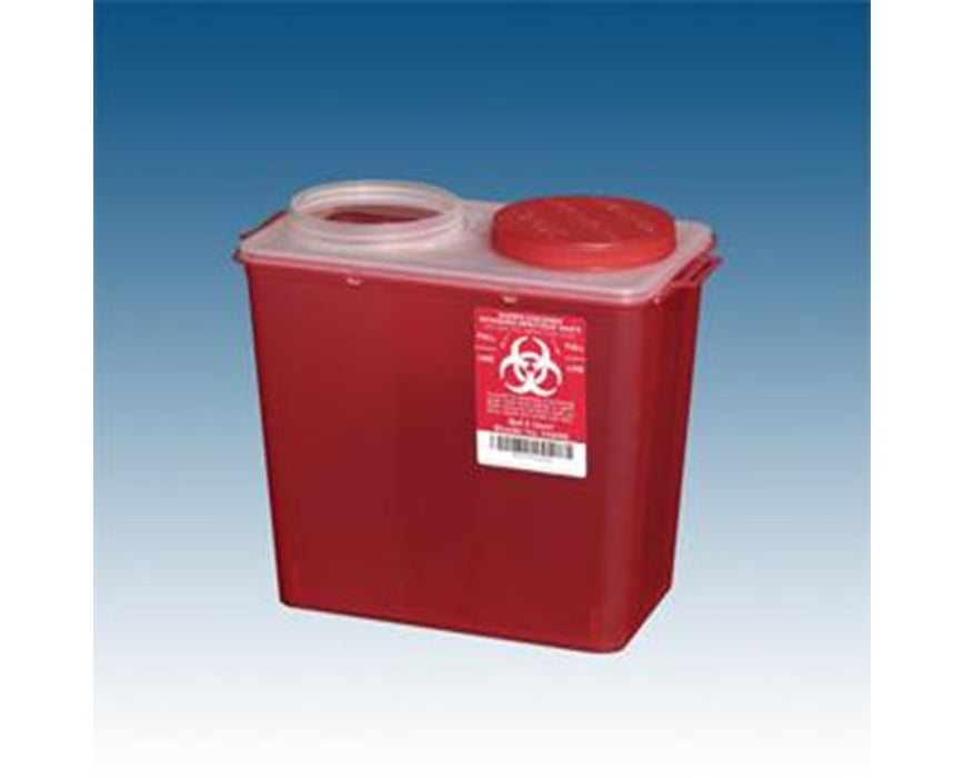 8 Qt. Red Biohazard Sharps Disposal Big Mouth Container - 20/cs