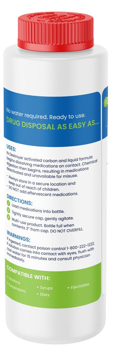 16 Oz Rx Drug Liquid Waste Disposal Bottle with Hardener Pouch - 12/Cs