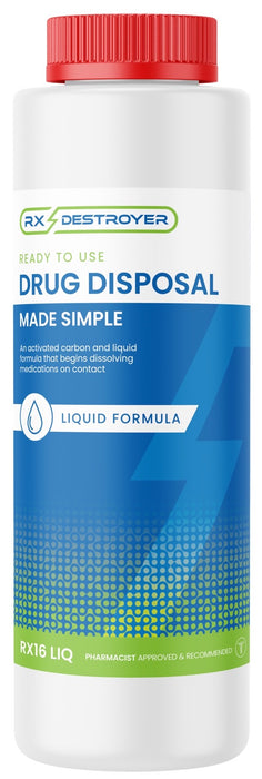 16 Oz Rx Drug Liquid Waste Disposal Bottle with Hardener Pouch - 12/Cs