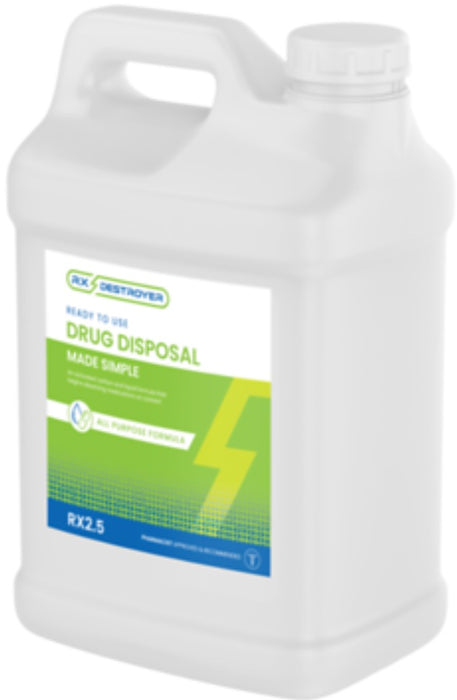 2.5 Gallon All-Purpose Rx Drug Waste Disposal Bottle - 2/Cs