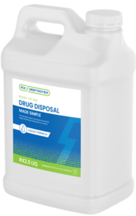 2.5 Gallon Rx Drug Liquid Waste Disposal Bottle with Hardener Pouch - 2/Cs