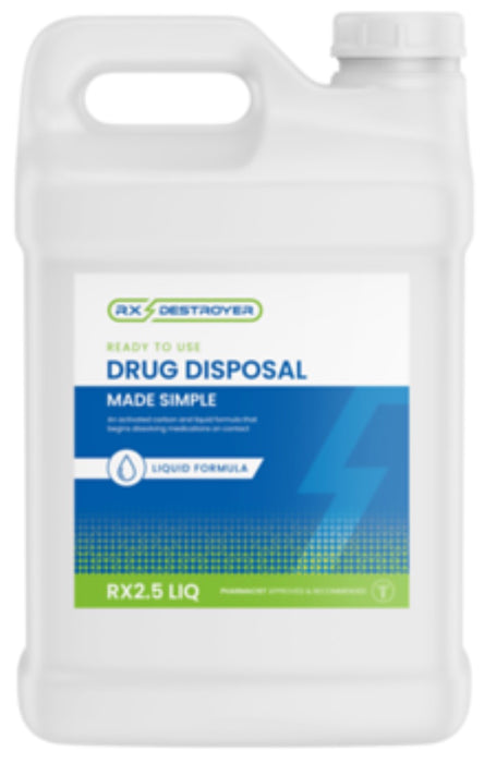 2.5 Gallon Rx Drug Liquid Waste Disposal Bottle with Hardener Pouch - 2/Cs