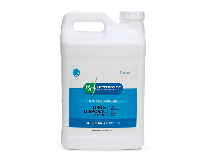 2.5 Gallon Rx Drug Liquid Waste Disposal Bottle with Hardener Pouch - 2/Cs w/ Mail-Back Disposal Program