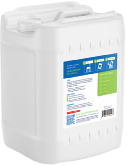 5 Gallon Rx Drug Liquid Waste Disposal Container with Hardener Pouch