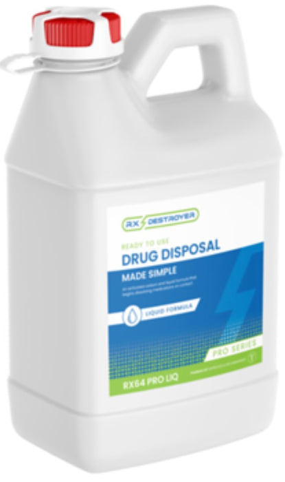 64 Oz Rx Drug Liquid Waste Disposal Bottle Pro with Hardener Pouch - 4/Cs