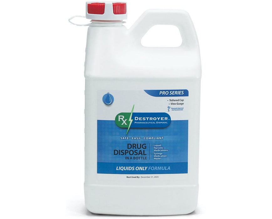 64 Oz Rx Drug Liquid Waste Disposal Bottle Pro with Hardener Pouch - 4/Cs w/ Mail-Back Disposal Program