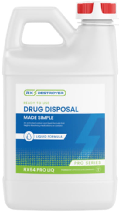 64 Oz Rx Drug Liquid Waste Disposal Bottle Pro with Hardener Pouch - 4/Cs