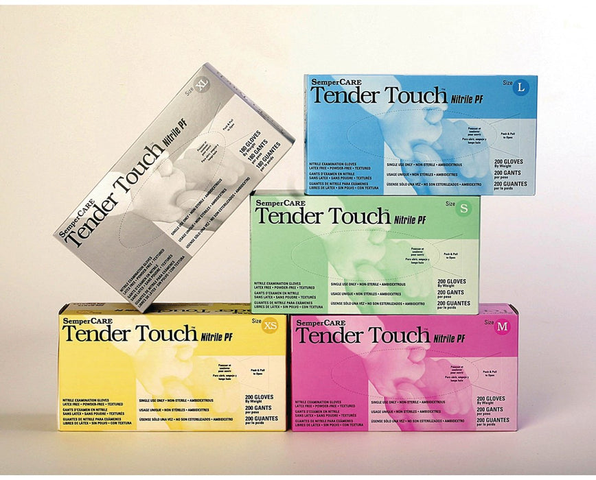 Sempercare Tender Touch Nitrile Glove - Powder Free, Beaded Cuff, Textured Fingers, Ambidextrous - Small - 2000/Cs