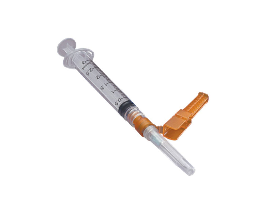 25G x 5/8" Jelco Needle-Pro Safety Needle w/ 3mL Syringe - Orange Hub (400/case)