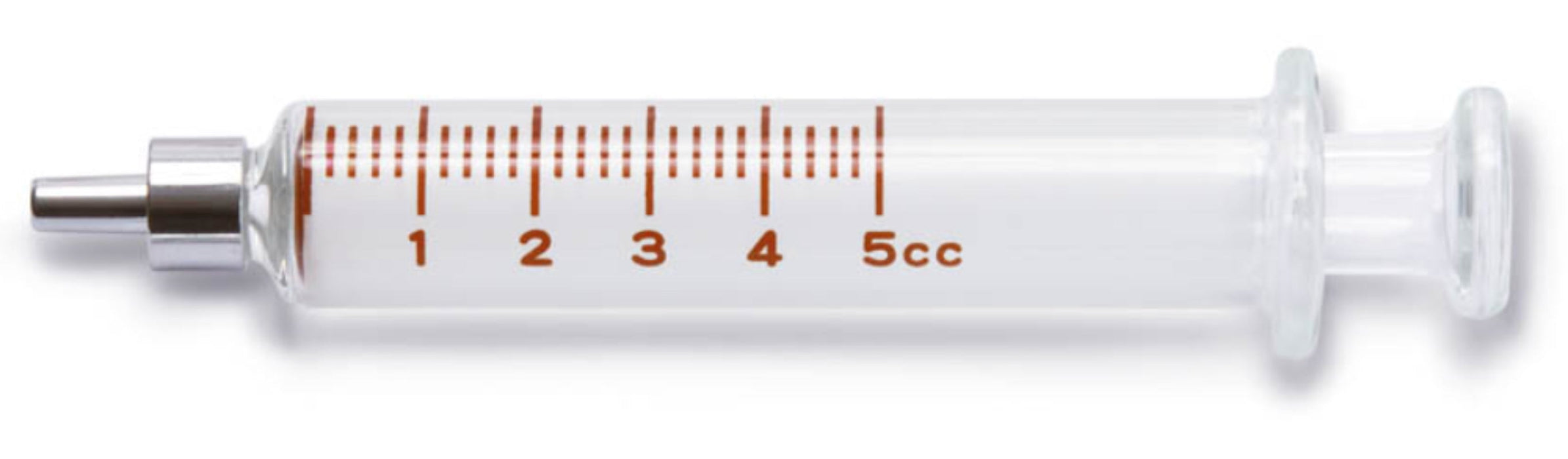 Glass LOR Syringe, 5mL, Metal Luer Slip, 10/Cs