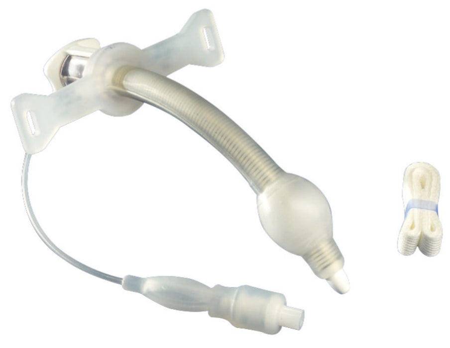 Hyperflex Adult Tracheostomy Tube w/ Extra Length Fixed Neck Flange. Cuffed, TTS, 6mm ID x 8.7mm OD x 100mm L