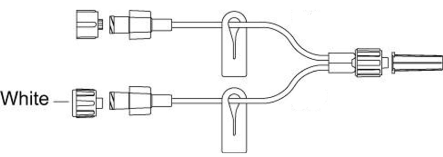 Small Bore IV Extension Set w/ 0.4mL PV, 5" L, Swivel Luer Lock, Non-Removable Slide Clamps, (1) Non-Vented White Cap, 25/Cs