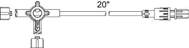 Standard Bore IV Extension Set w/ Slide Swivel Luer Lock, 3-Way Hi-Flo Stopcock, 2.6mL PV, 22" L - 50/Cs