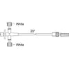 Standard Bore IV Extension Set w/ Male Luer Lock. 3-Way Anesthesia Style Stopcock. Injection Site. Non-Vented White Caps. 2.4mL PV. 22