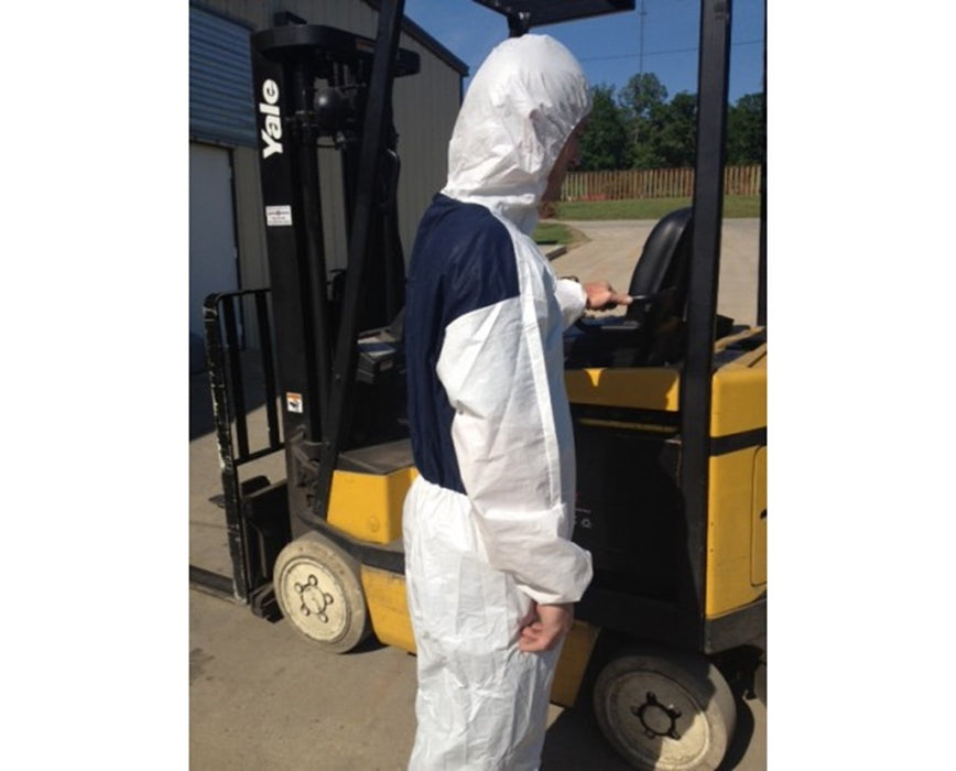 White Cool Coverall w/ Attached Hood & Front Zipper Size: XXXXL