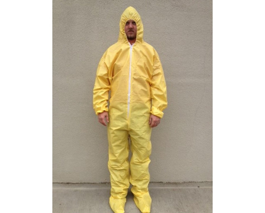 Yellow SunShield 100 Coverall with Bound Seams and Attached Hood Attached boot - size MD
