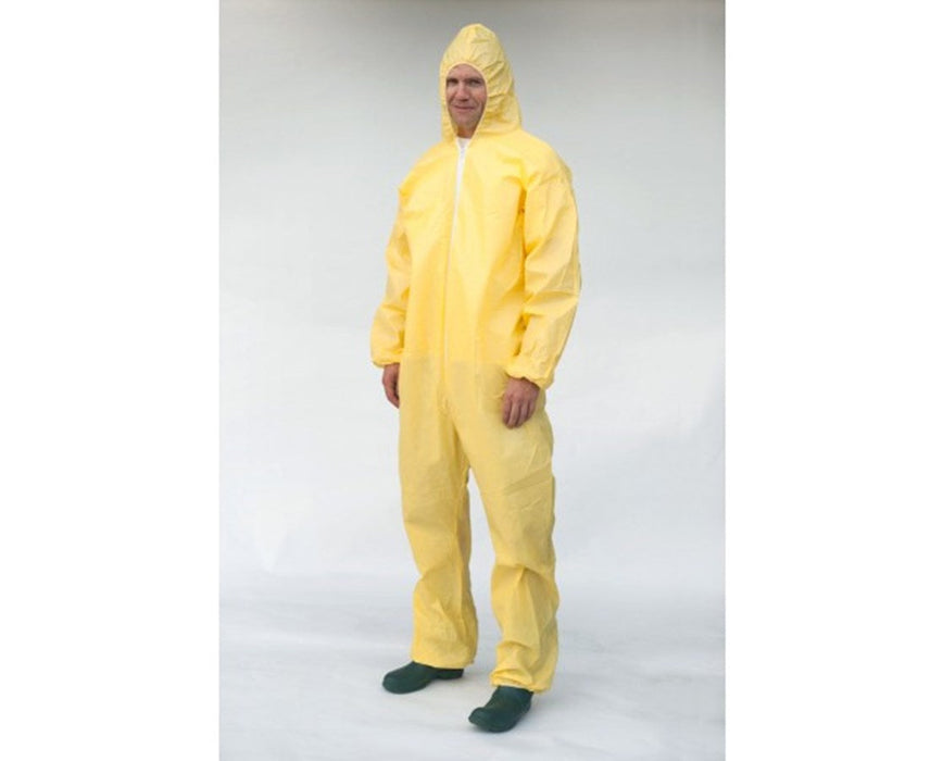 Yellow SunShield 100 Coverall with Attached Hood and Zipper Front Standard - size XXXXXL