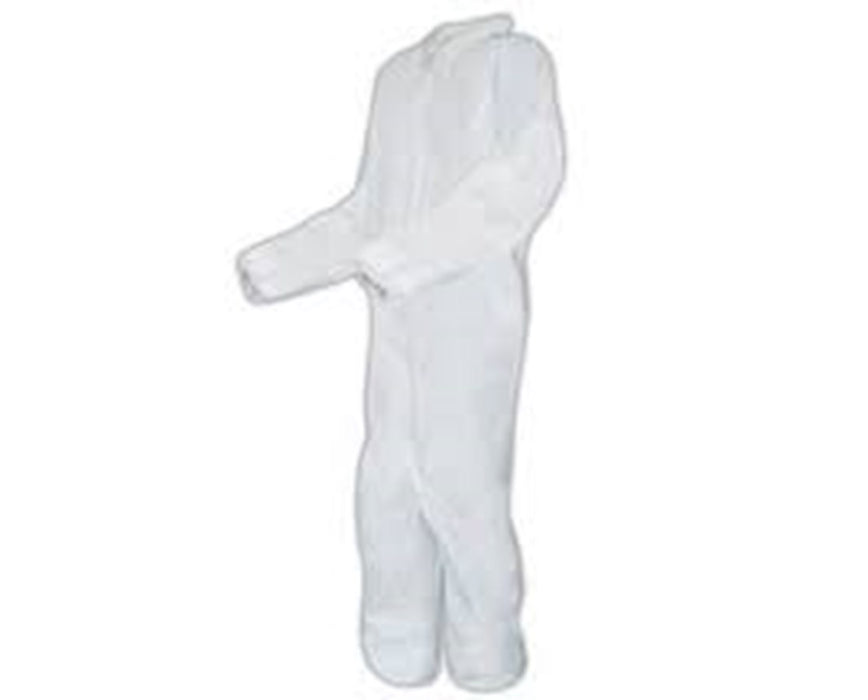 White Coverall w/ Front Zipper Elasticated: SM