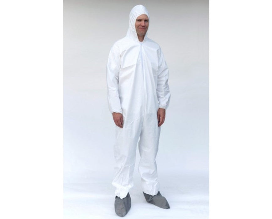 White Coverall w/ Attached Hood & Front Zipper Attached boot: XXL