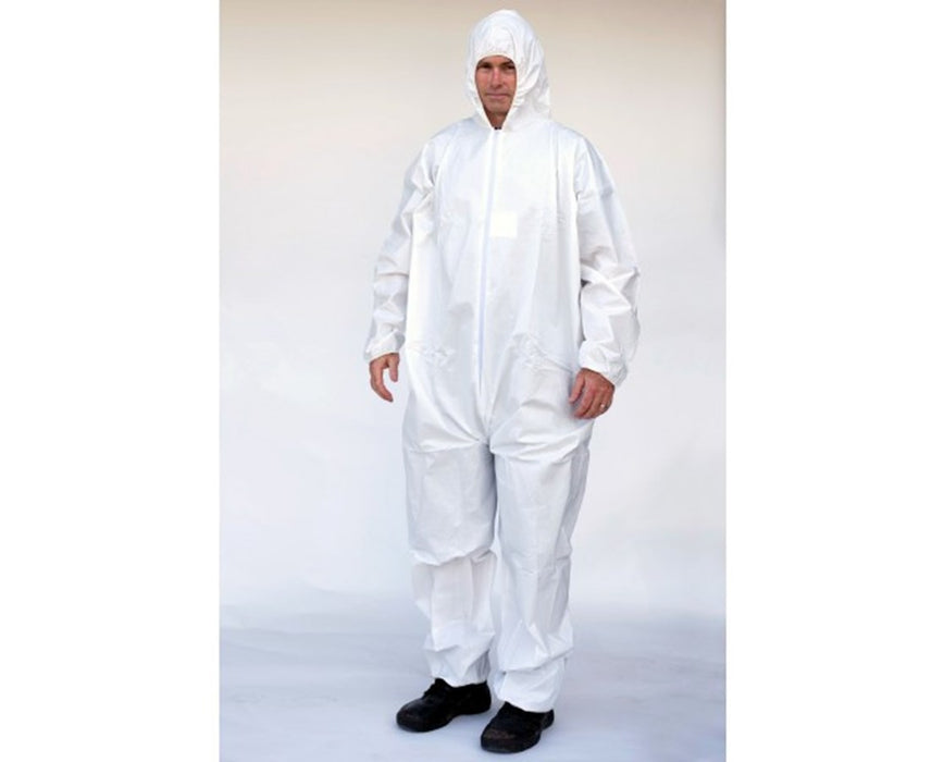 White Coverall w/ Attached Hood & Front Zipper: SM