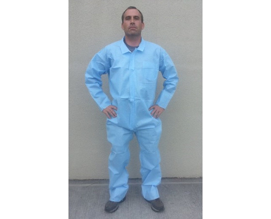 Blue Lightweight Polypropylene Coveralls with Zipper Front