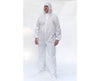 White Lightweight Polypropylene Coveralls w/ Zipper Front, Attached Hood & Boot. LG