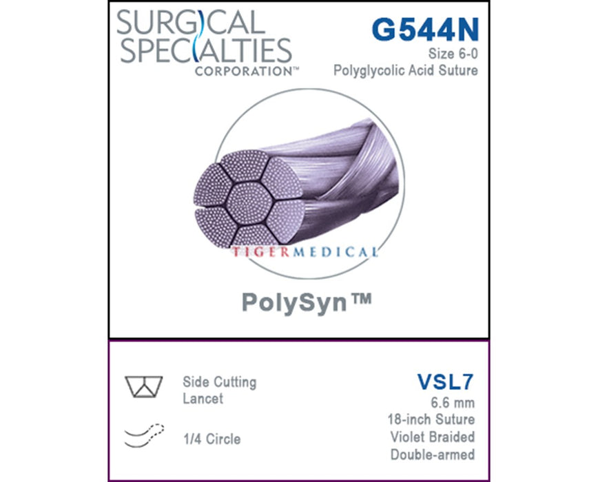 PolySyn Violet Braided Polyglycolic Acid Side Cutting Lancet Sutures, 12/Box