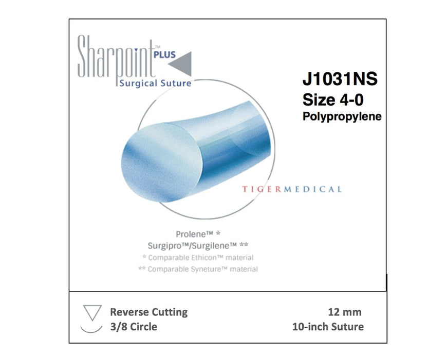 Polypropylene Non-Absorbable Sutures with Reverse Cutting Needles, 3/8 Circle, 12 per Box - Size 2-0, 18" - 26mm Needle