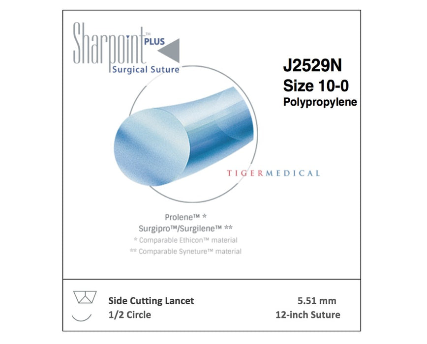 Polypropylene Ophthalmic Side Cutting Lancet Sutures, 1/2 Circle (12/Box)