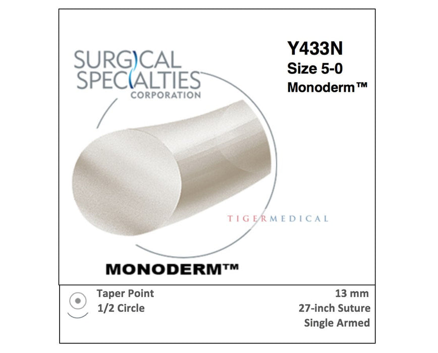 Monoderm Absorbable Sutures w/ Taper Point Needles, 1/2 Circle, Size 2-0 - 26mm Needle (12/Box )