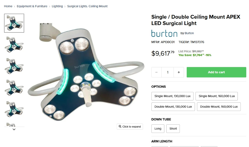 Single / Double Ceiling Mount APEX LED Surgical Light