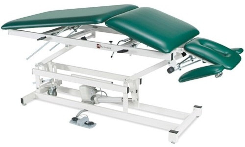 Power Hi-Lo Treatment Table w/ 5-Section Top (Adjustable Back / Headrest / Armrest, Elevating Midsection & Casters)