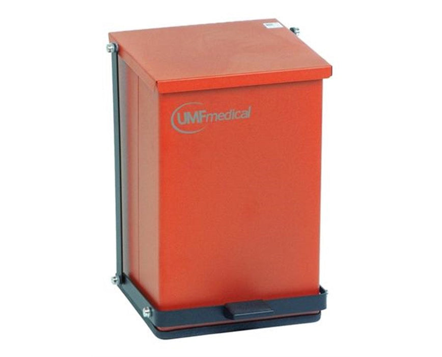 Step-On Waste Can. Baked Epoxy Red. 32 Qt Capacity