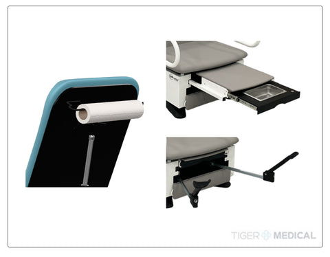 Power Hi-Lo Exam Table w/ Adjustable Back & Drawers - Fusion-Freedom ADA Chair [Stirrups & Wheel Option]