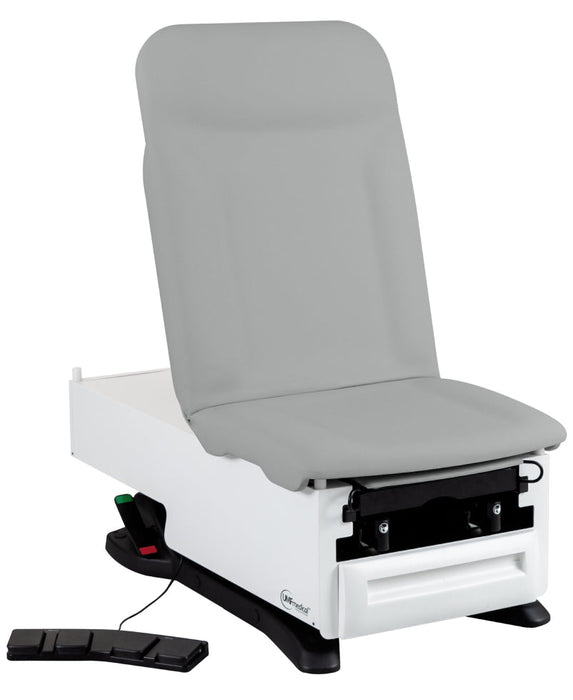 FusionOne Power Hi-Lo Exam Table w/ Drawers & Adjustable Back. Power Backrest, Stirrups, Pelvic Tilt, Drawer Warmer, Electric Receptacle, OneTouch Wheels, Premium Upholstery