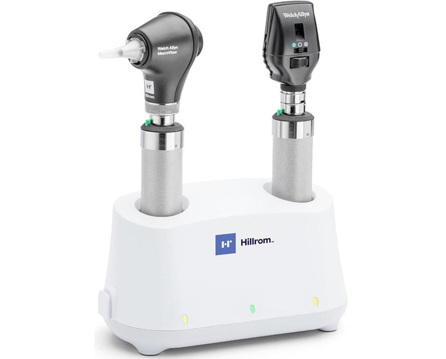 3.5v Diagnostic Desk Set w/ Charger, Coaxial LED Ophthalmoscope, MacroView LED Otoscope, 2 Ni-Cad Rechargeable Handles