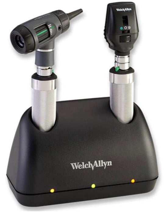 3.5v Diagnostic Desk Set. Coaxial Ophthalmoscope, MacroView Otoscope w/ Universal Charger & Nickel-Cadmium Handle