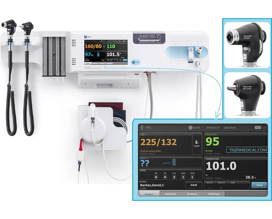 Connex Integrated Diagnostic Wall System, PanOptic Plus LED Ophthalmoscope, MacroView Plus LED Otoscope, Masimo SpO2, iExaminer Bracket & Wireless Radio