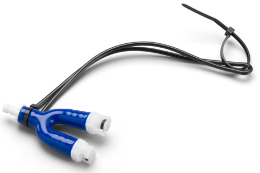 Blood Pressure Cuff Adapter. Single Male Bayonet to Double Male Subminiature Nihon Kohden Connector