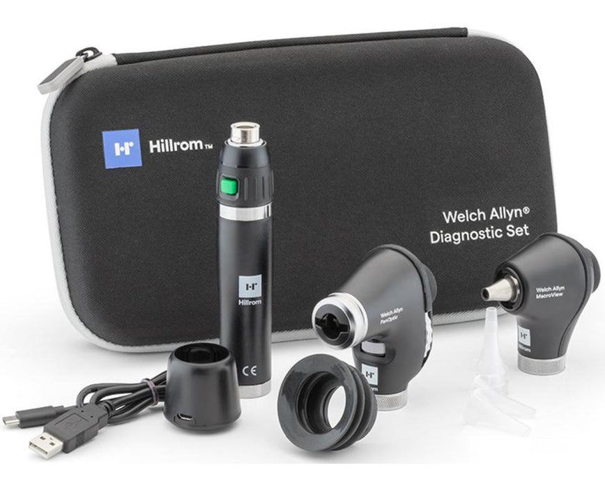 3.5v Diagnostic Set, PanOptic LED Ophthalmoscope, MacroView LED Otoscope, Lithium Rechargeable Handle, Hard Case