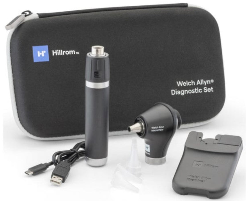 3.5v Diagnostic Set, MacroView Plus LED Otoscope, Lithium Rechargeable Handle, iExaminer Bracket, Hard Case