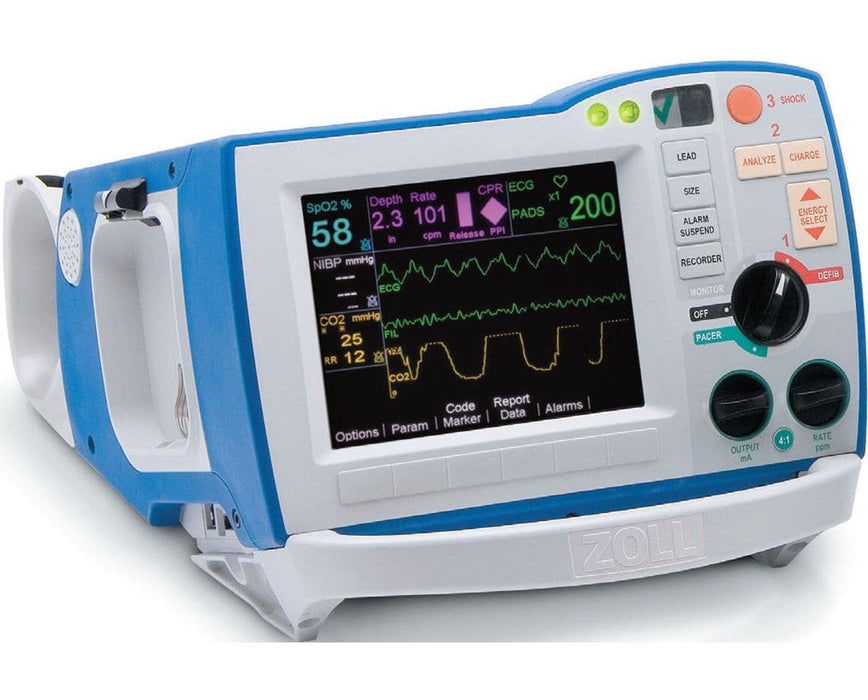 R Series ALS Hospital AED Defibrillator w/ One-Step Pacing Electrodes, See-Thru CPR, WiFi