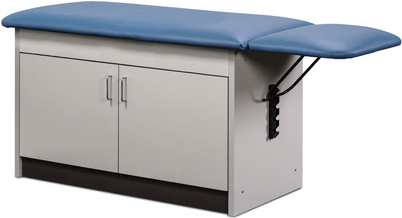 Cabinet Exam Table. Flat Top w/ Drop Section. Space Saver